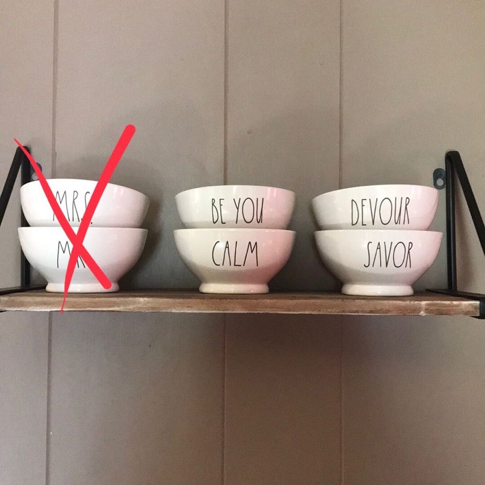 Rae Dunn cereal bowls.